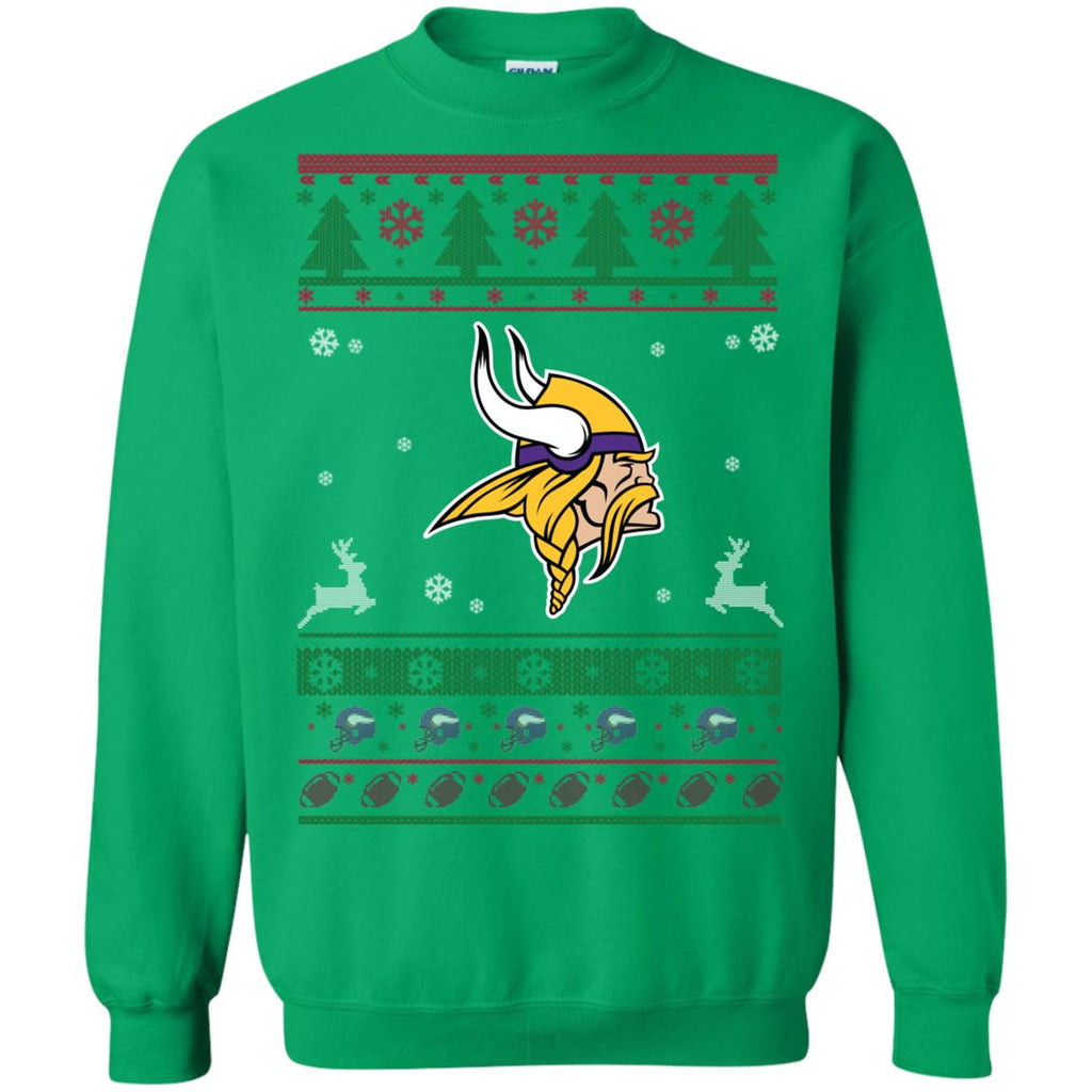 Minnesota Vikings Logo Football Teams Ugly Christmas Sweater Unisex Crewneck Pullover Sweatshirt