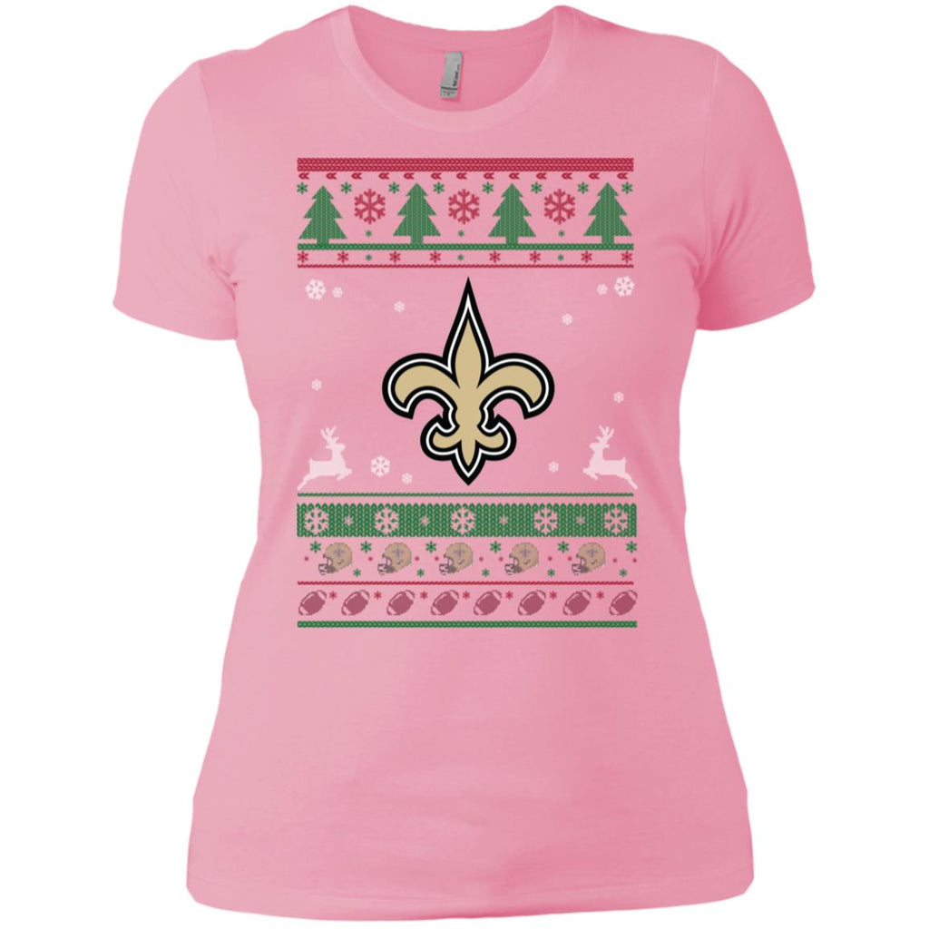 New Orleans Saints Logo Football Teams Ugly Christmas Sweater Women T-Shirt