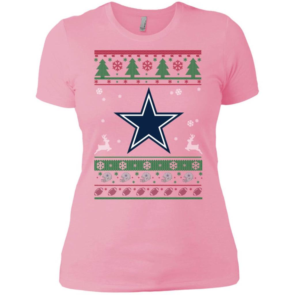 Dallas Cowboys Logo Football Teams Ugly Christmas Sweater Women T-Shirt