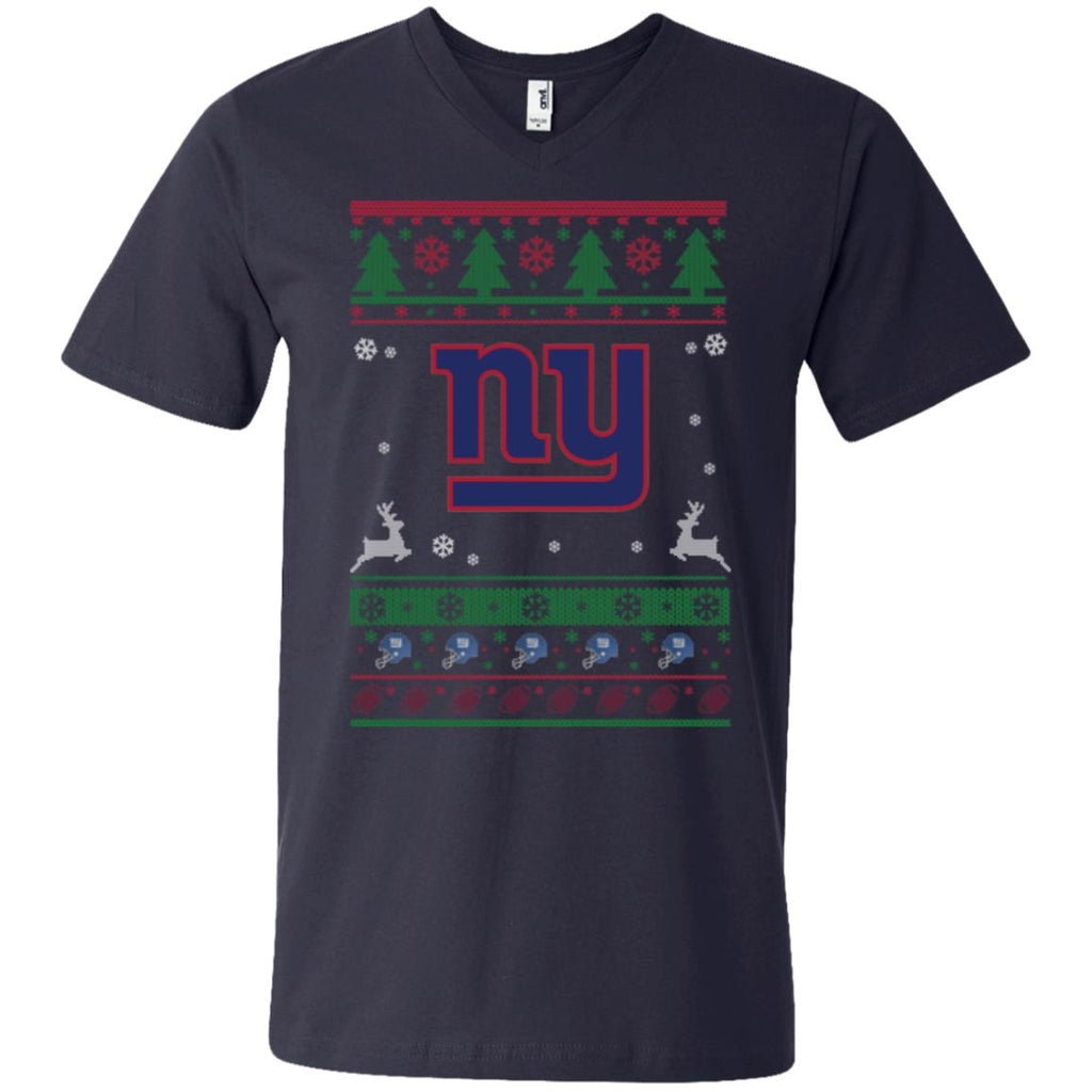 New York Giants Logo Football Teams Ugly Christmas Sweater Men V-Neck T-Shirt