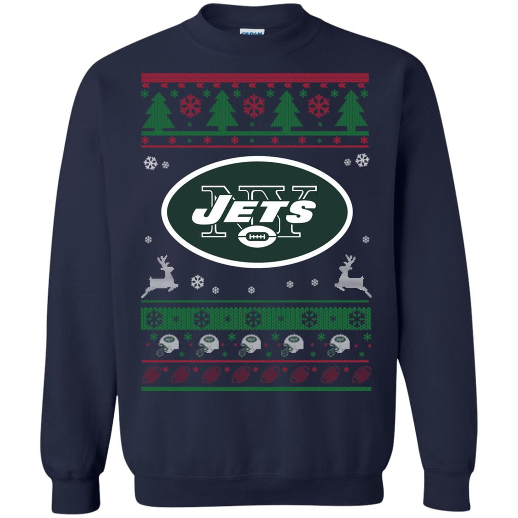 New York Jets Logo Football Teams Ugly Christmas Sweater Unisex Crewneck Pullover Sweatshirt