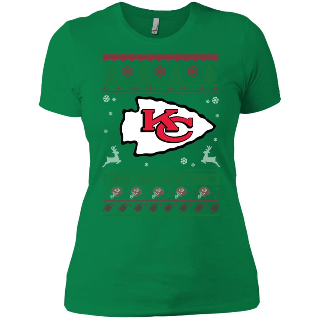 Kansas City Chiefs Logo Football Teams Ugly Christmas Sweater Women T-Shirt