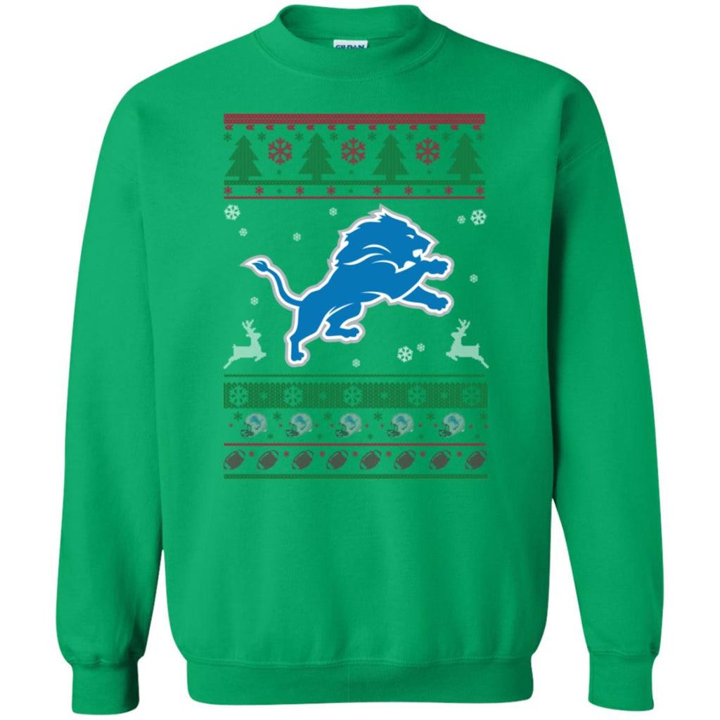 Detroit Lions Logo Football Teams Ugly Christmas Sweater Unisex Crewneck Pullover Sweatshirt