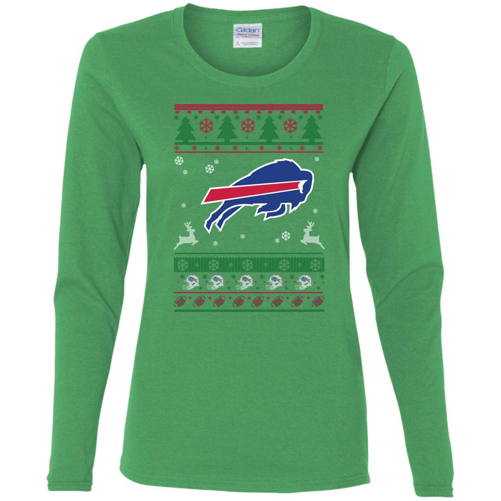 Buffalo Bills Logo Football Teams Ugly Christmas Sweater Women Long Sleeve Shirt