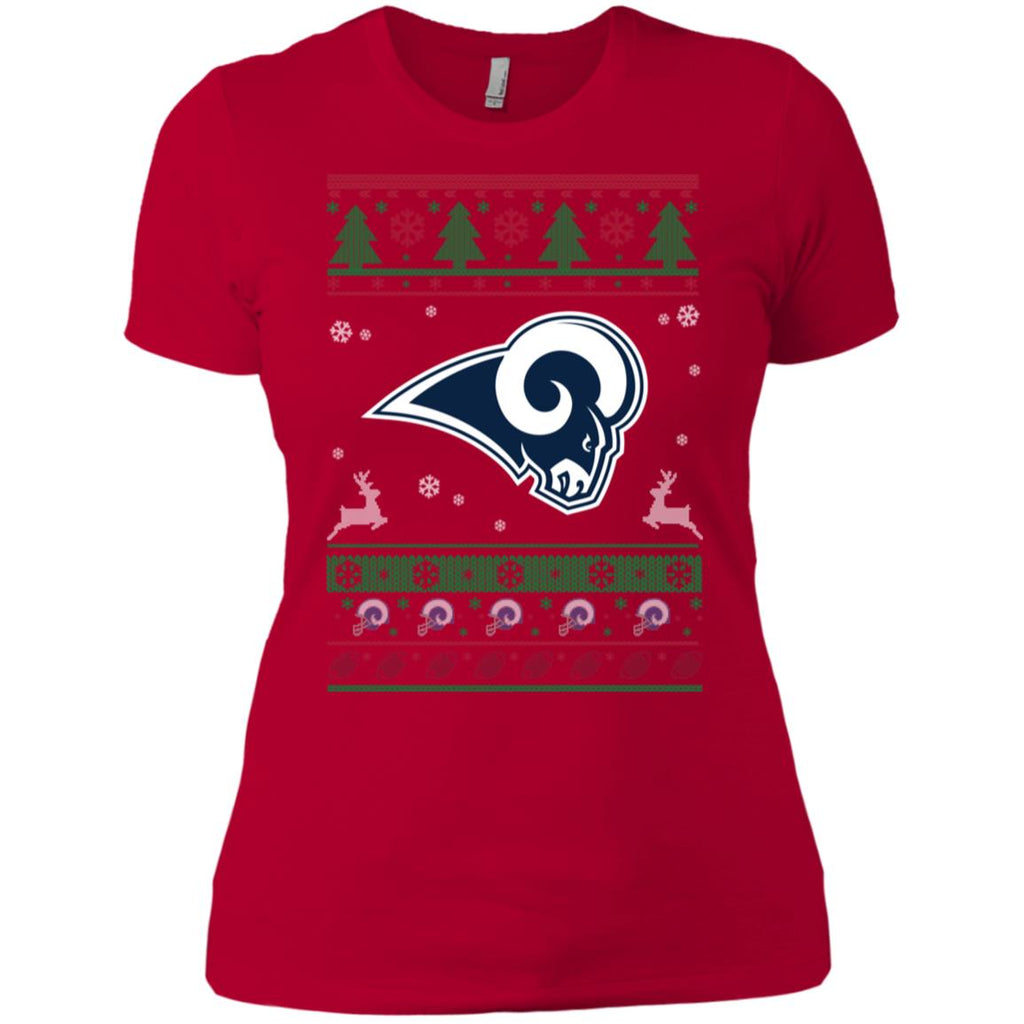 Los Angeles Rams Logo Football Teams Ugly Christmas Sweater Women T-Shirt