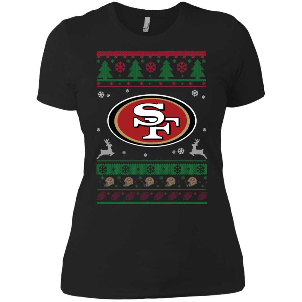 San Francisco 49ers Logo Football Teams Ugly Christmas Sweater Women T-Shirt