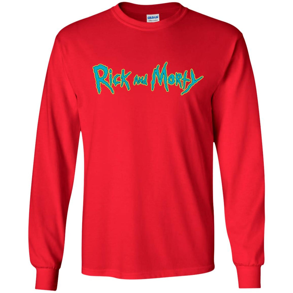 Rick And Morty Title Typography Men Long SLeeve Shirt