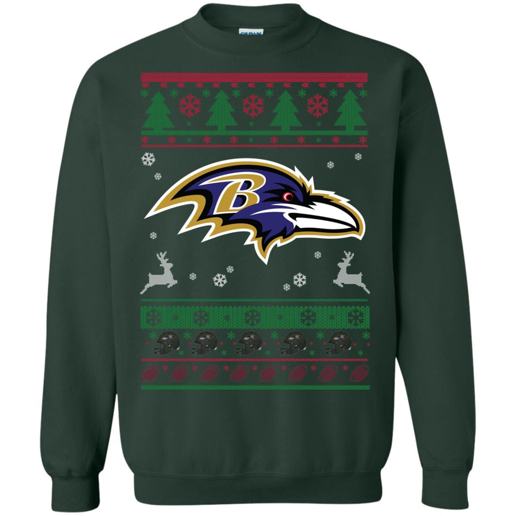 Baltimore Ravens Logo Football Teams Ugly Christmas Sweater Unisex Crewneck Pullover Sweatshirt