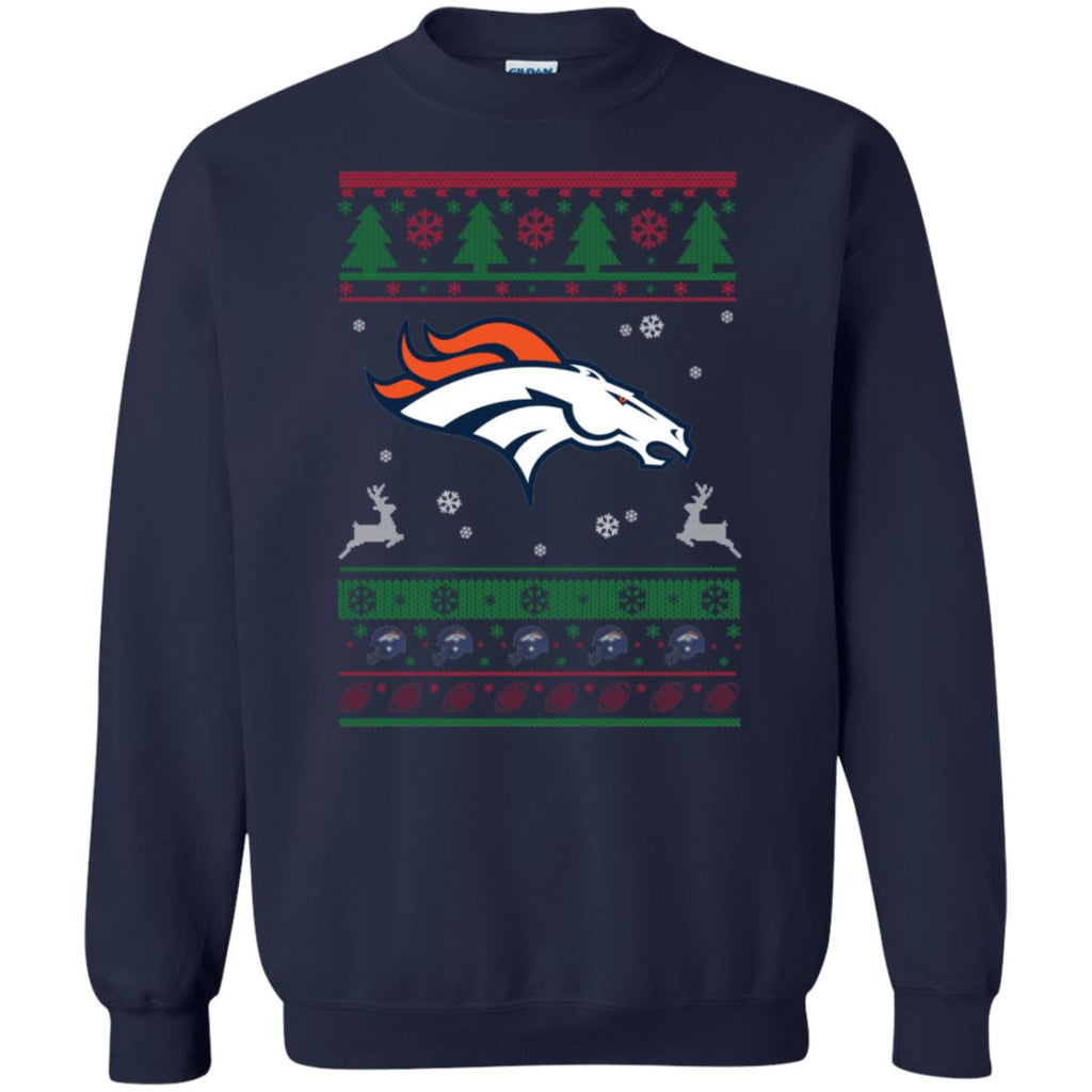Denver Broncos Logo Football Teams Ugly Christmas Sweater Unisex Crewneck Pullover Sweatshirt