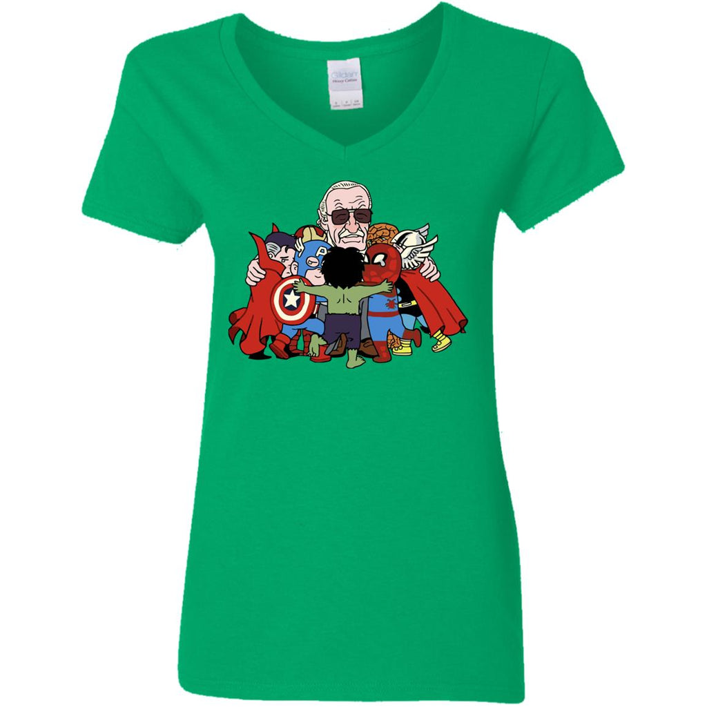 Stan Lee Shirt - Father Of Super Heroes Women V-Neck T-Shirt