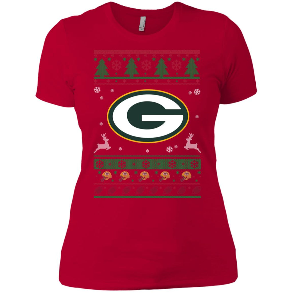 Green Bay Packers Logo Football Teams Ugly Christmas Sweater Women T-Shirt