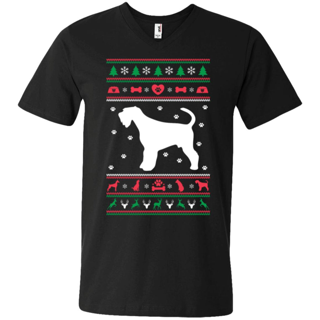 Christmas Airedale Dog Men V-Neck T-Shirt