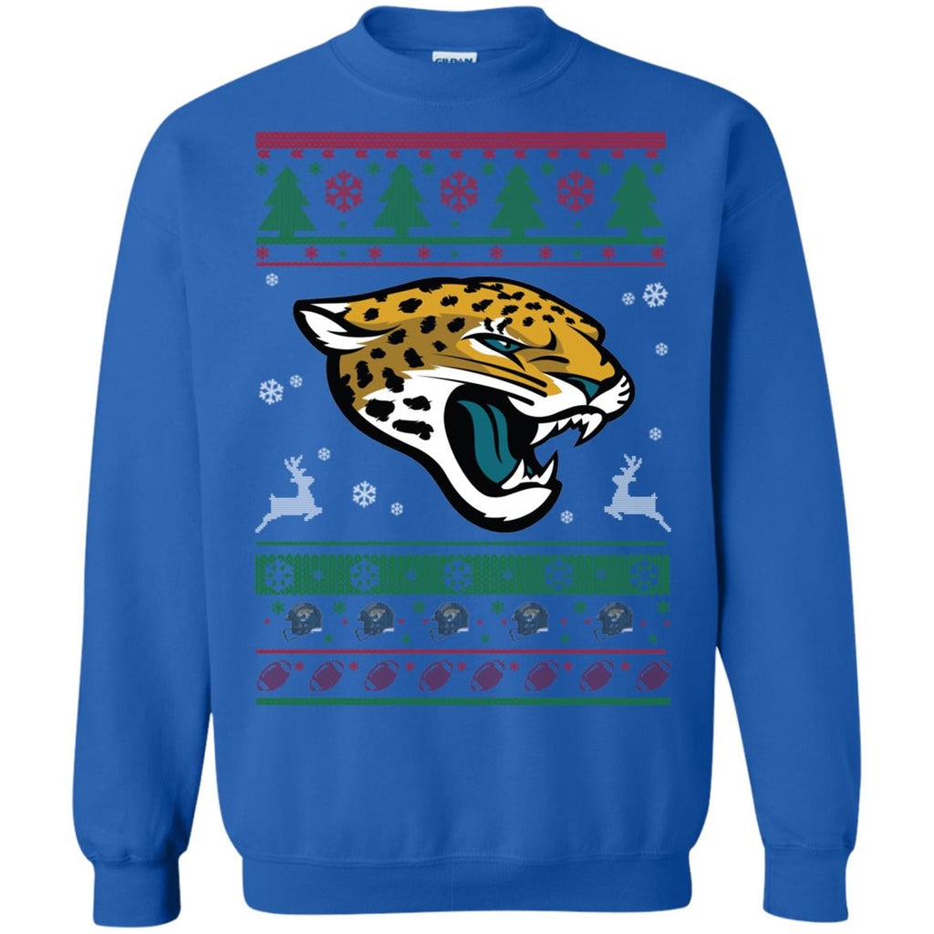 Jacksonville Jaguars Logo Football Teams Ugly Christmas Sweater Unisex Crewneck Pullover Sweatshirt