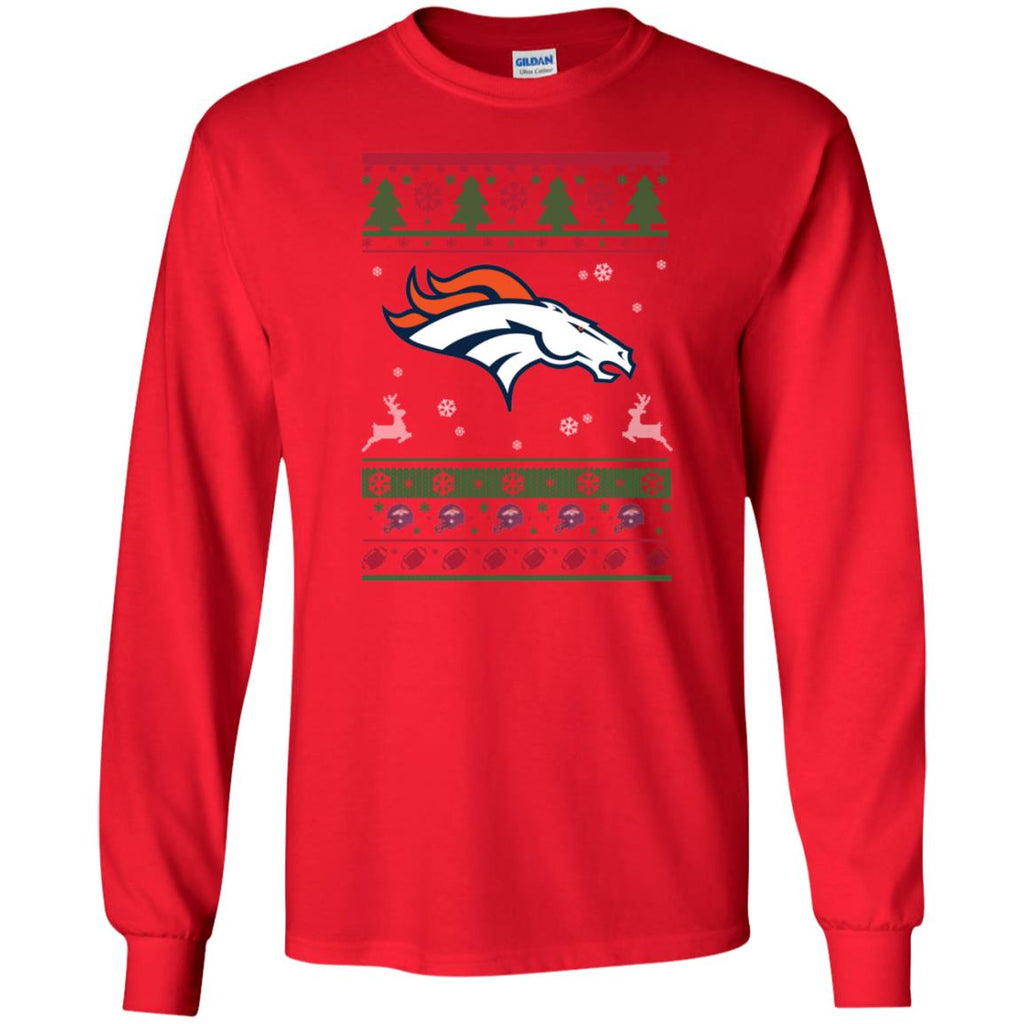 Denver Broncos Logo Football Teams Ugly Christmas Sweater Men Long SLeeve Shirt