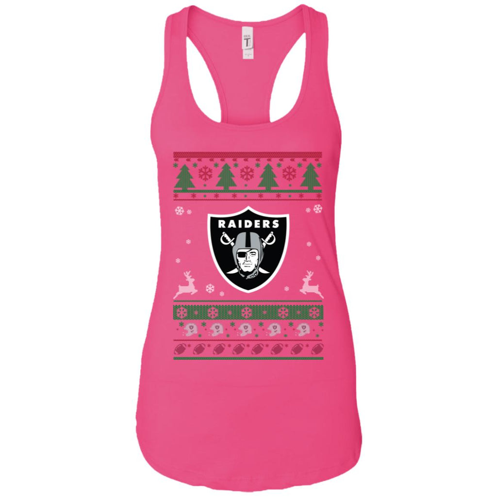 Oakland Raiders Logo Football Teams Ugly Christmas Sweater Women Tank
