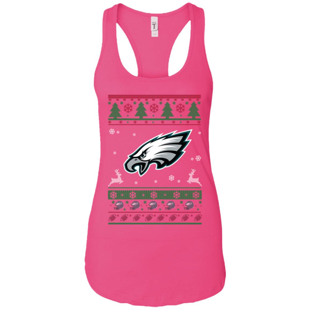 Philadelphia Eagles Logo Football Teams Ugly Christmas Sweater Women Tank