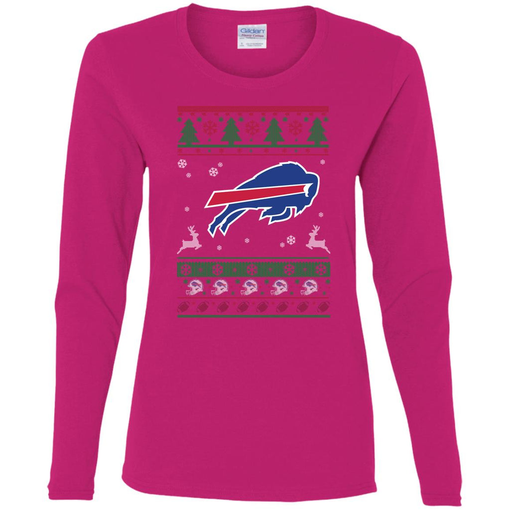 Buffalo Bills Logo Football Teams Ugly Christmas Sweater Women Long Sleeve Shirt