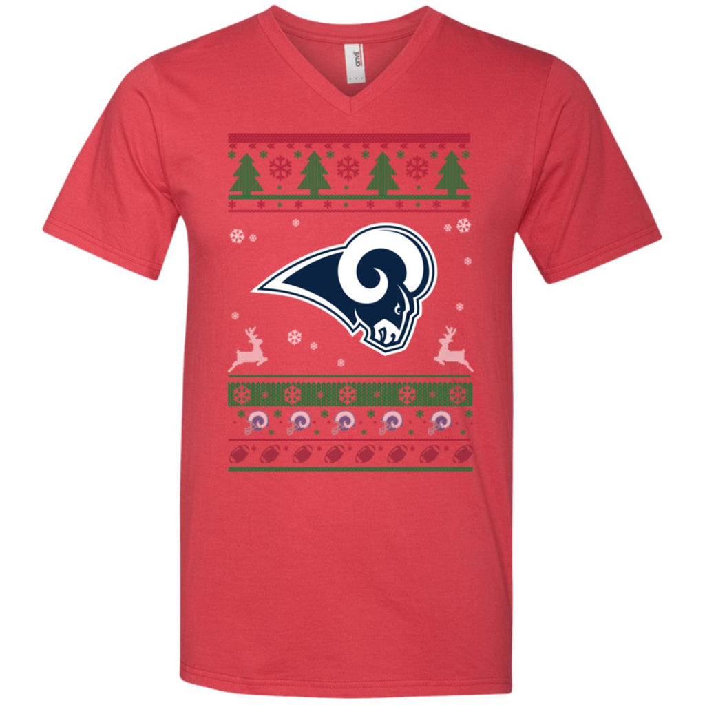 Los Angeles Rams Logo Football Teams Ugly Christmas Sweater Men V-Neck T-Shirt