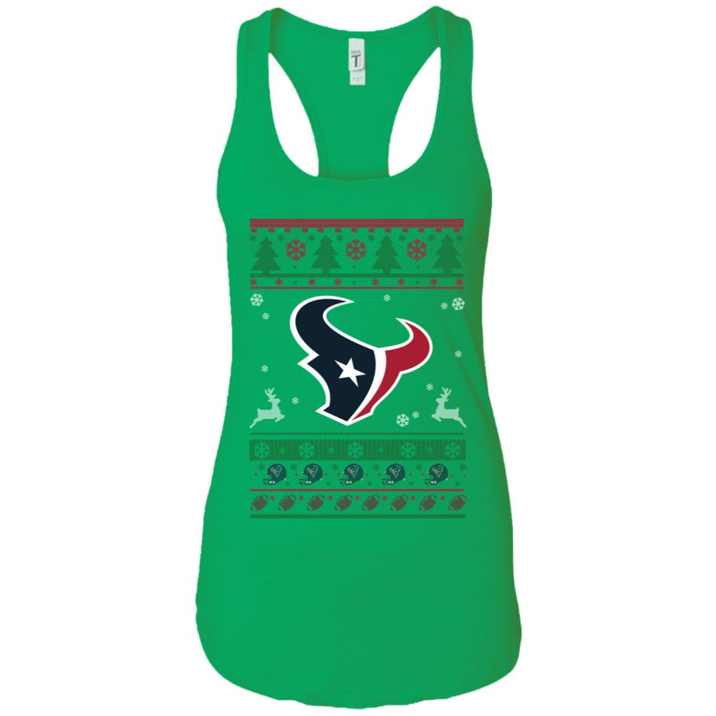 Houston Texans Logo Football Teams Ugly Christmas Sweater Women Tank