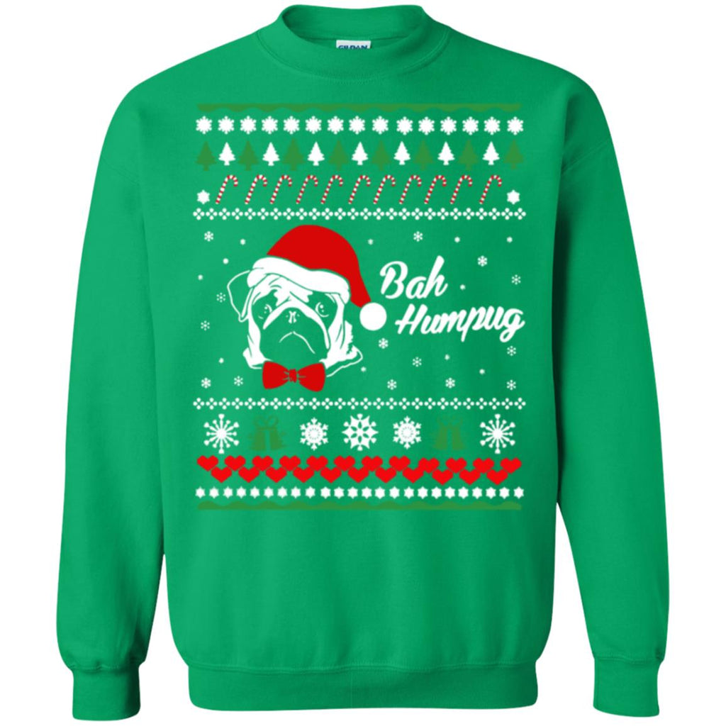 Bah Hum Pug Dog Christmas Unisex Crewneck Pullover Sweatshirt