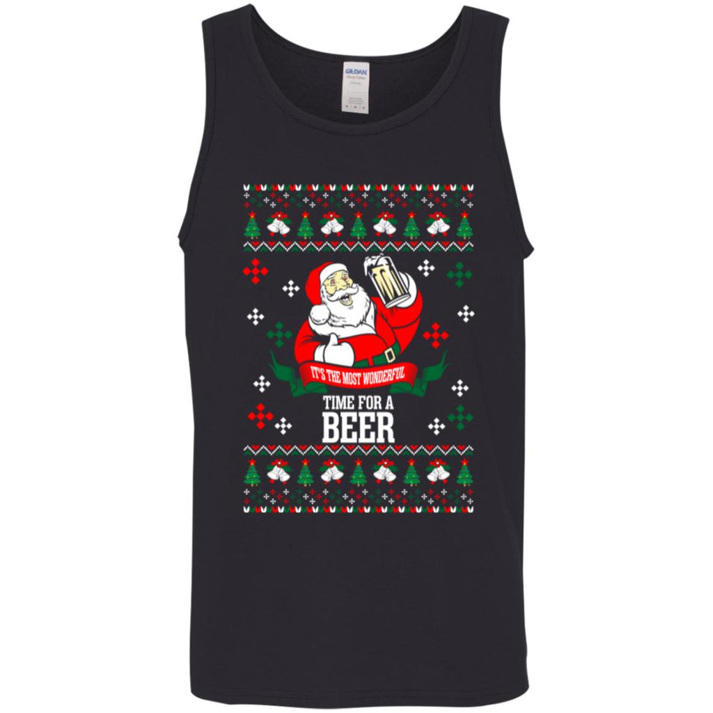 It's The Most Wonderful Time For A Beer Ugly Christmas Men Tank Top