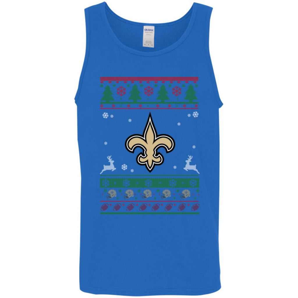 New Orleans Saints Logo Football Teams Ugly Christmas Sweater Men Tank Top