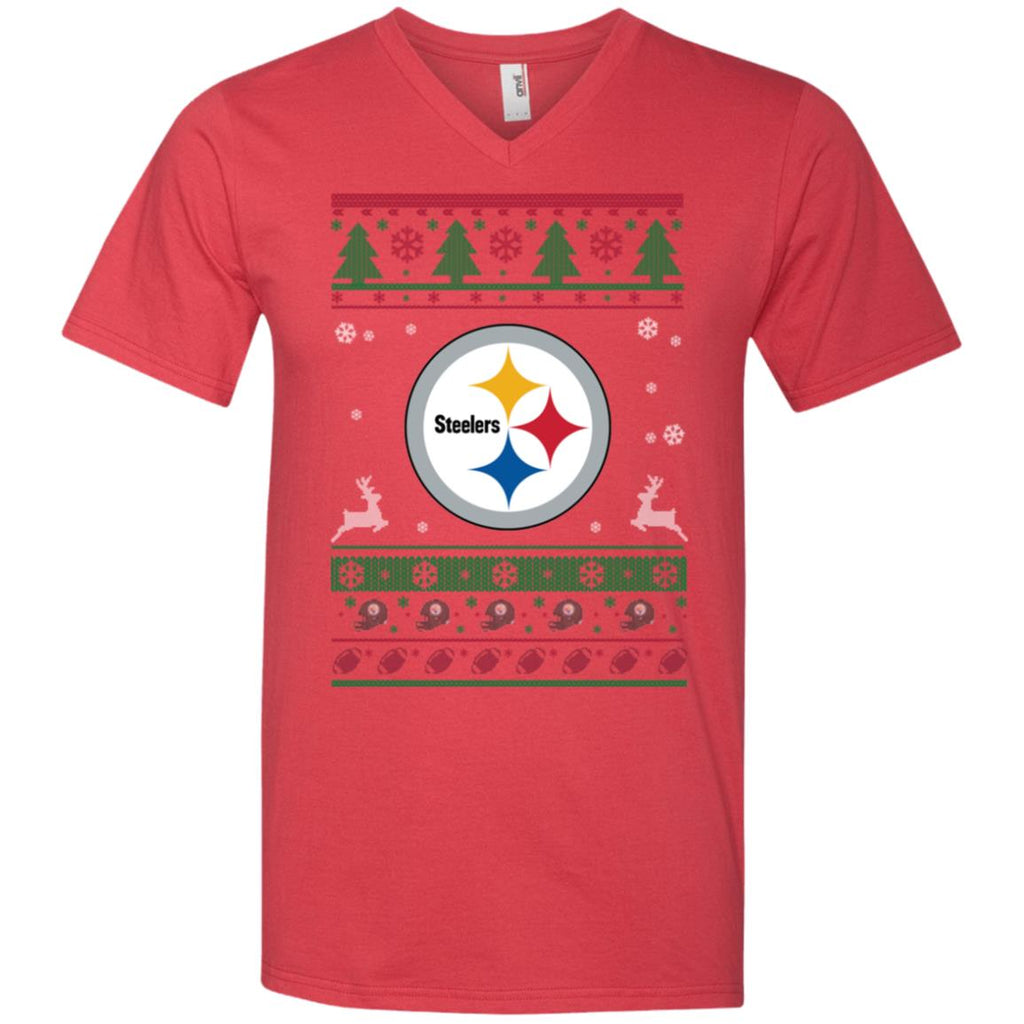 Pittsburgh Steelers Logo Football Teams Ugly Christmas Sweater Men V-Neck T-Shirt