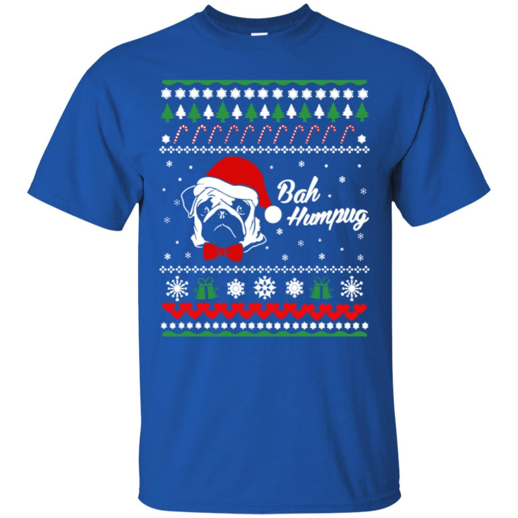 Bah Hum Pug Dog Christmas Men T-Shirt