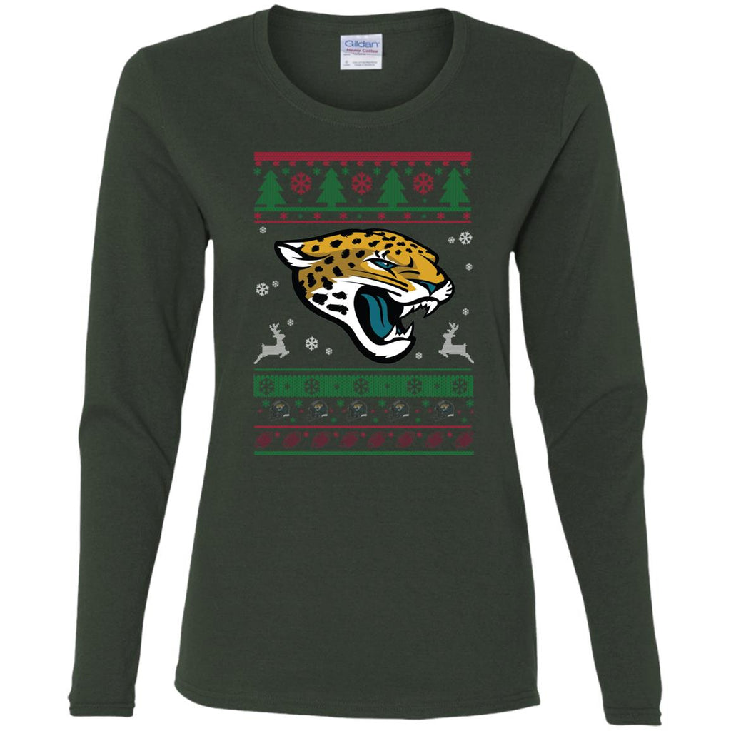 Jacksonville Jaguars Logo Football Teams Ugly Christmas Sweater Women Long Sleeve Shirt