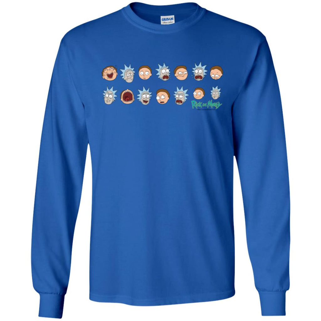 Rick And Morty Expressions Men Long SLeeve Shirt