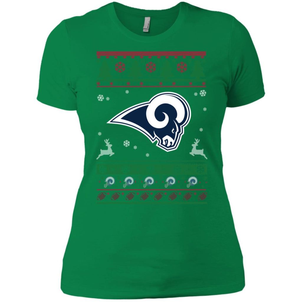 Los Angeles Rams Logo Football Teams Ugly Christmas Sweater Women T-Shirt