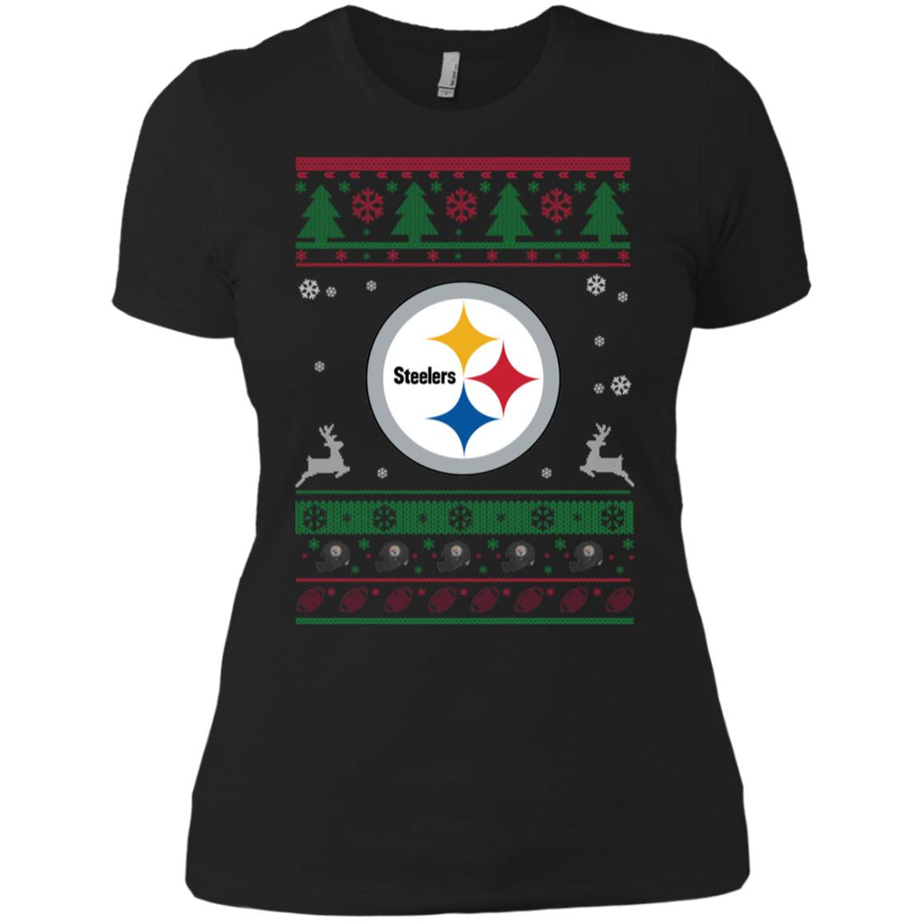 Pittsburgh Steelers Logo Football Teams Ugly Christmas Sweater Women T-Shirt