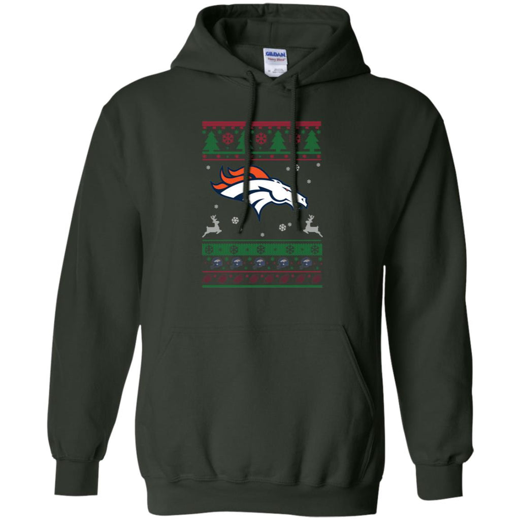 Denver Broncos Logo Football Teams Ugly Christmas Sweater Men Pullover Hoodie