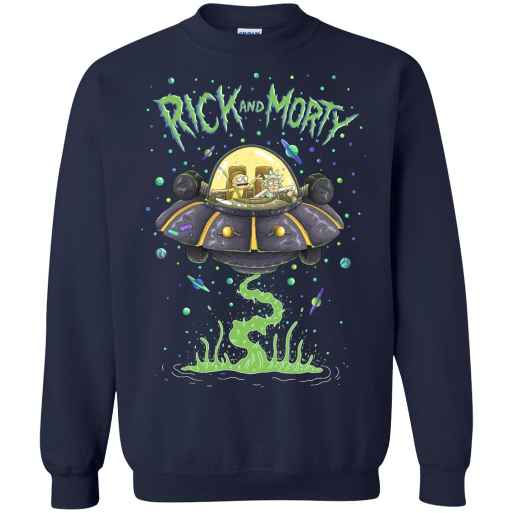 Rick And Morty Spaceship Illustration Unisex Crewneck Pullover Sweatshirt