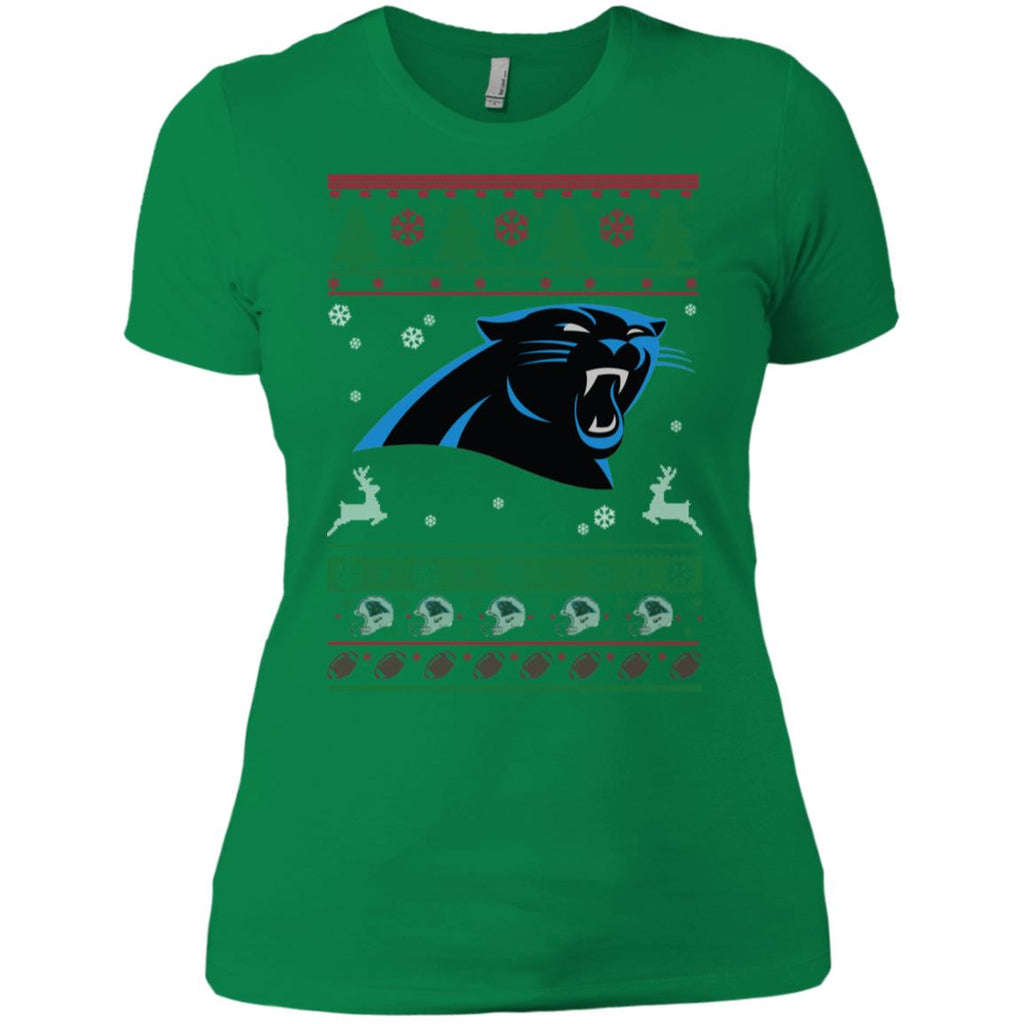 Carolina Panthers Logo Football Teams Ugly Christmas Sweater Women T-Shirt