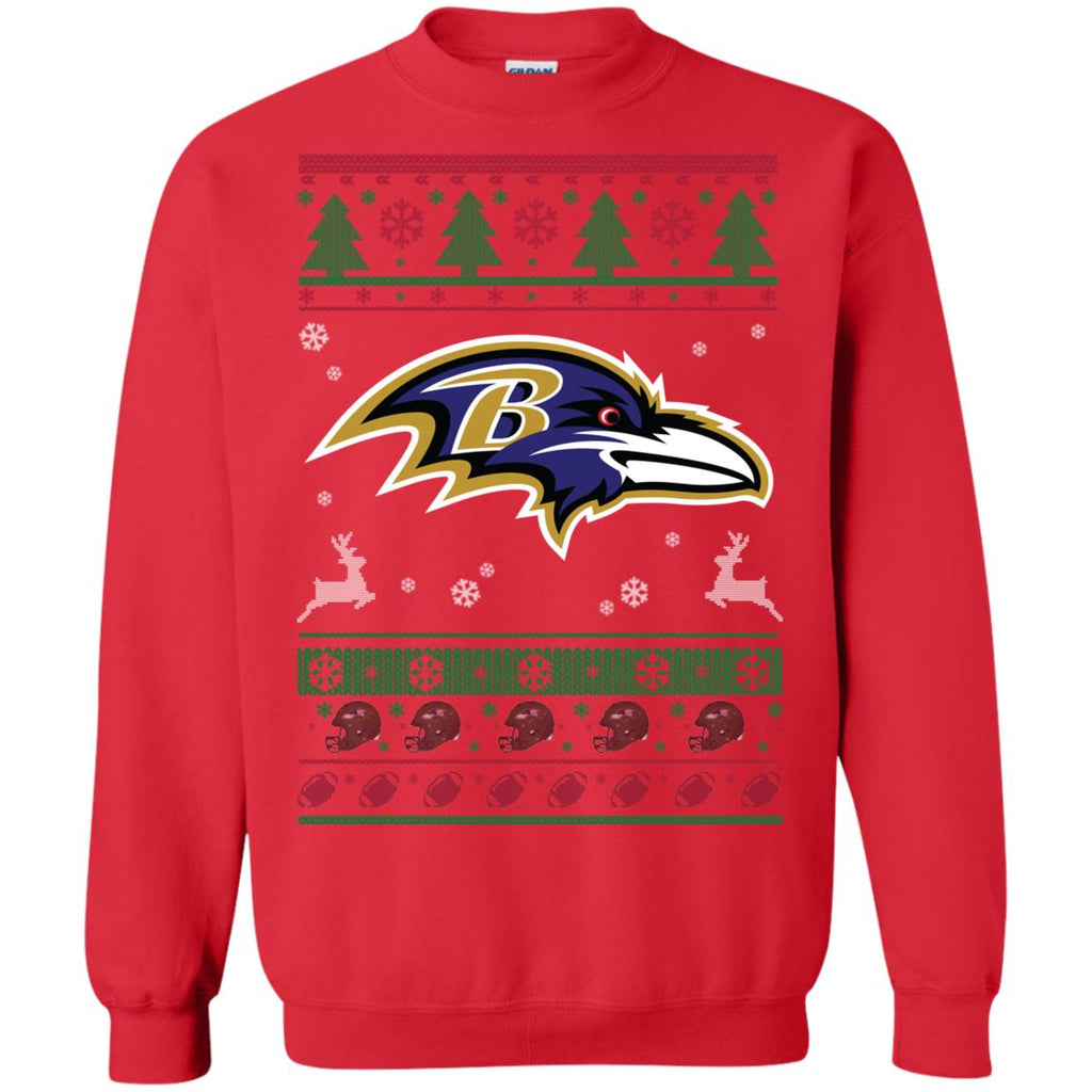 Baltimore Ravens Logo Football Teams Ugly Christmas Sweater Unisex Crewneck Pullover Sweatshirt