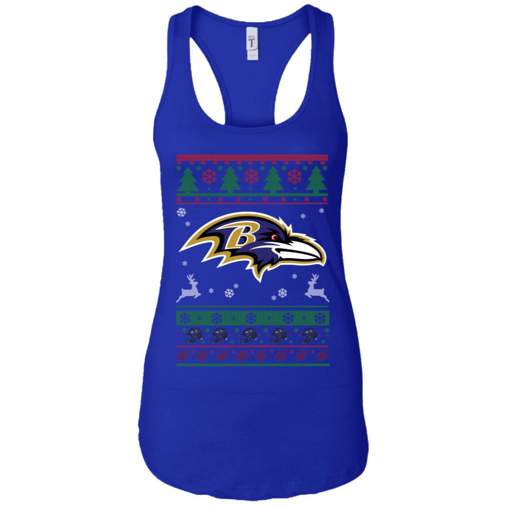 Baltimore Ravens Logo Football Teams Ugly Christmas Sweater Women Tank