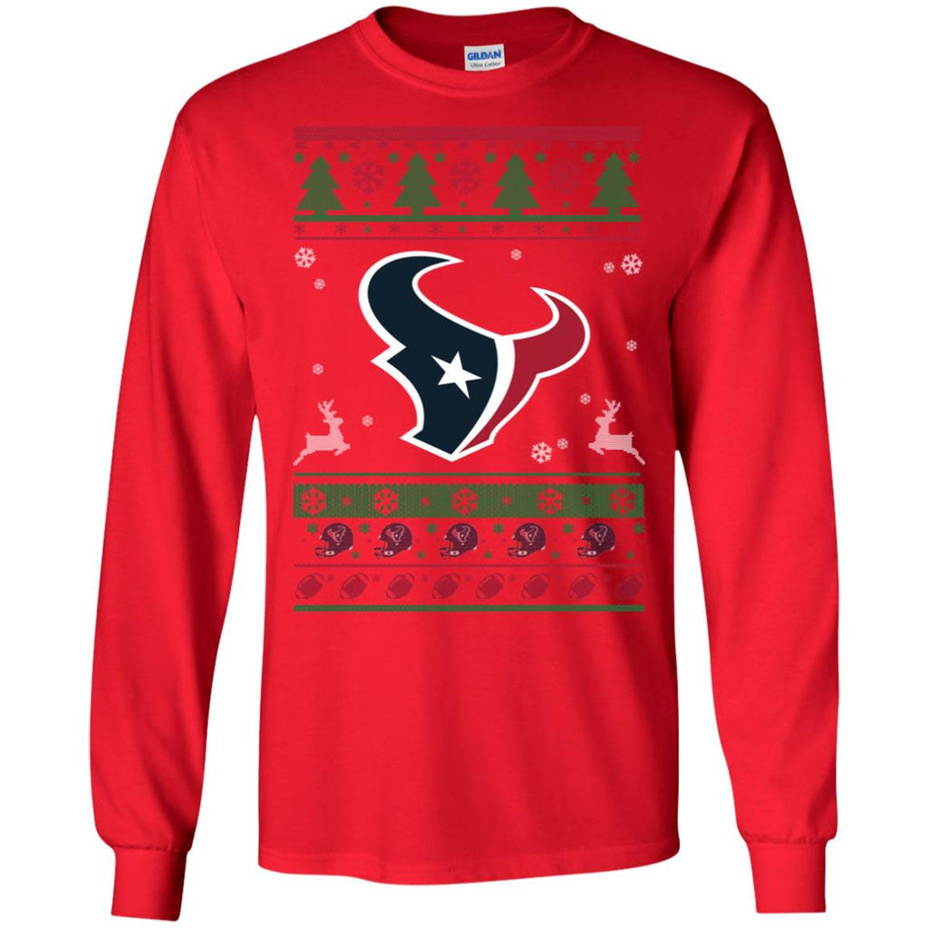 Houston Texans Logo Football Teams Ugly Christmas Sweater Men Long SLeeve Shirt