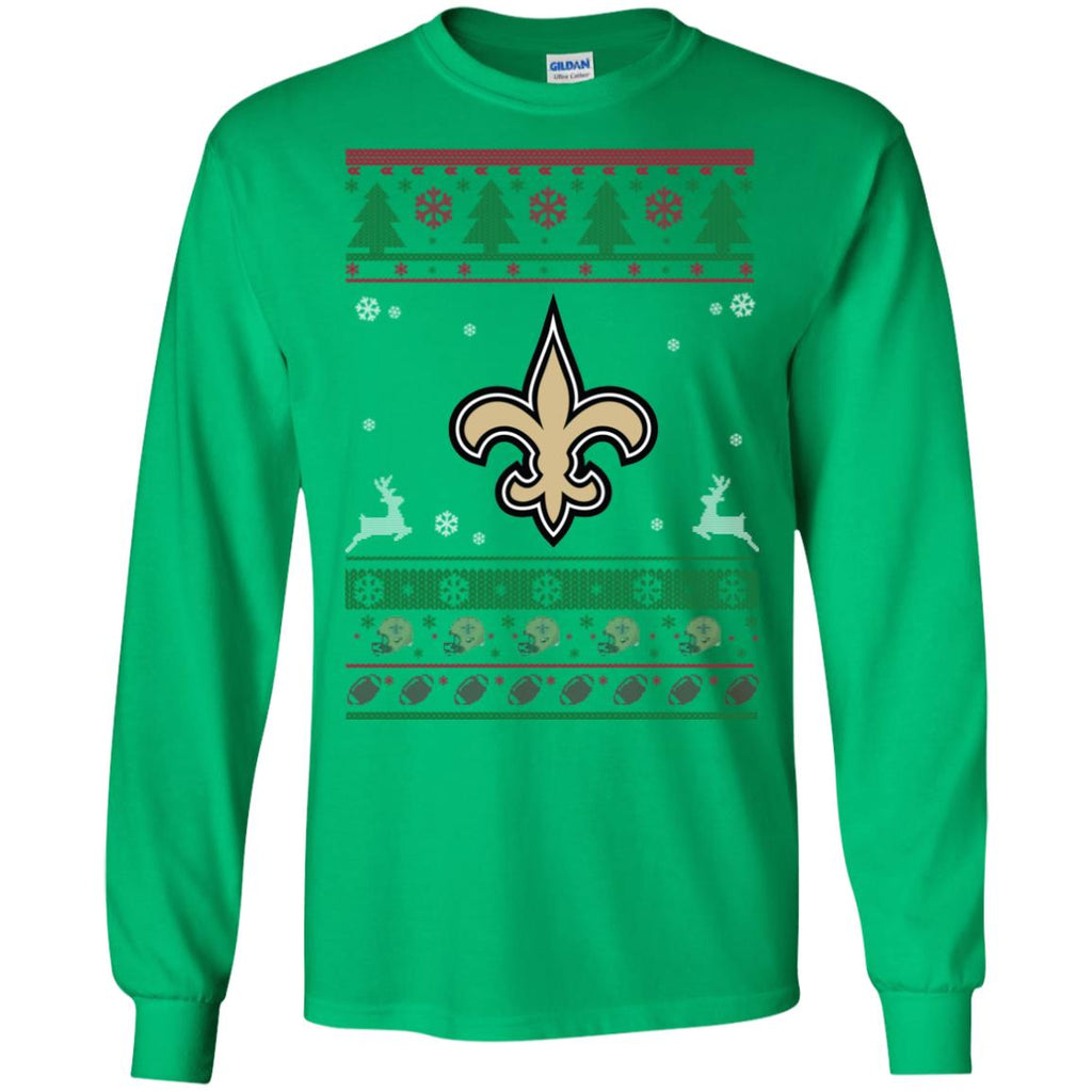 New Orleans Saints Logo Football Teams Ugly Christmas Sweater Men Long SLeeve Shirt