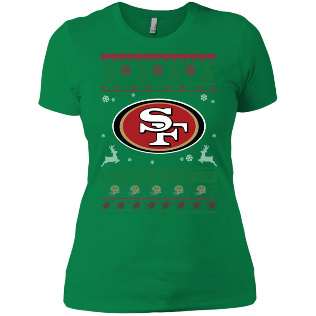 San Francisco 49ers Logo Football Teams Ugly Christmas Sweater Women T-Shirt