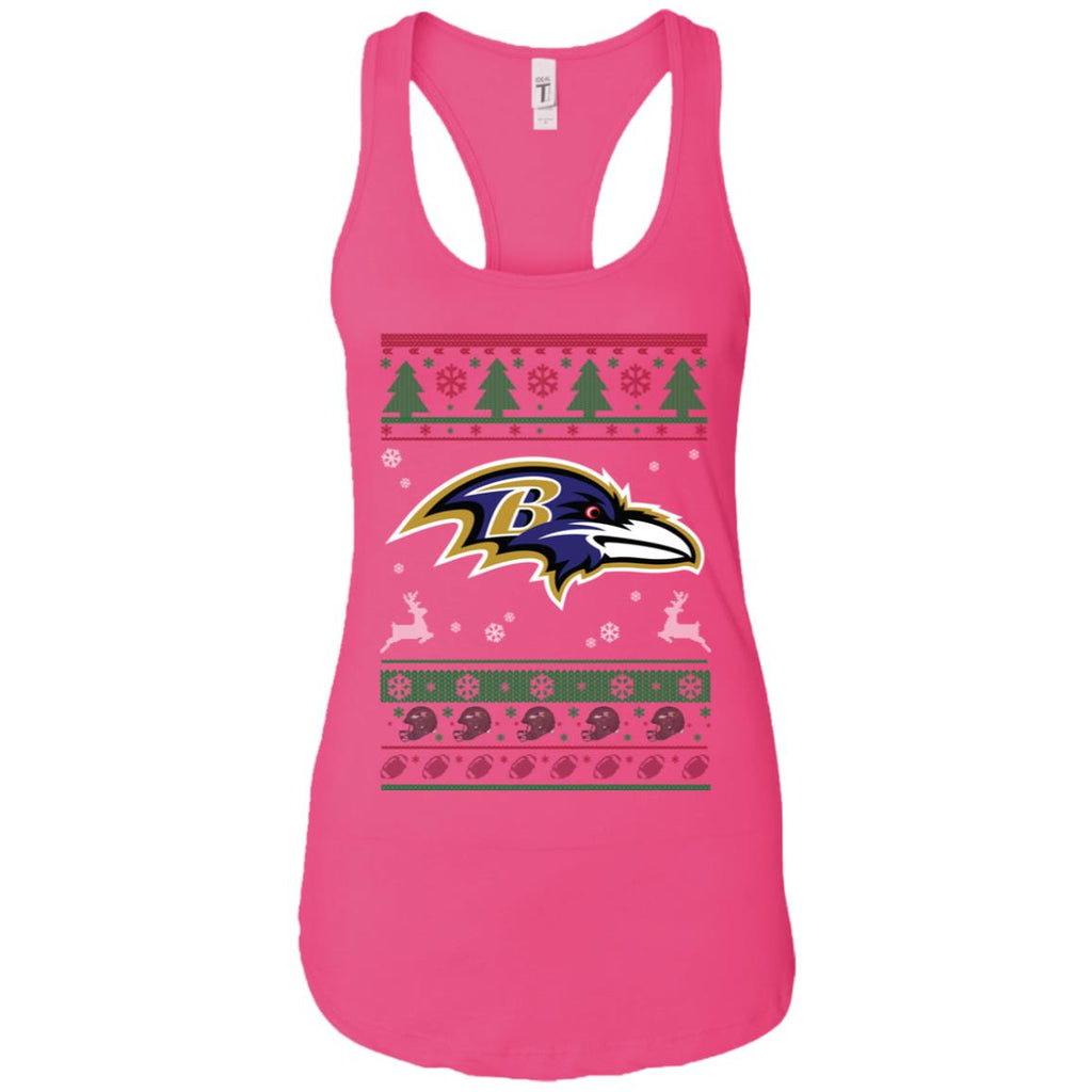 Baltimore Ravens Logo Football Teams Ugly Christmas Sweater Women Tank