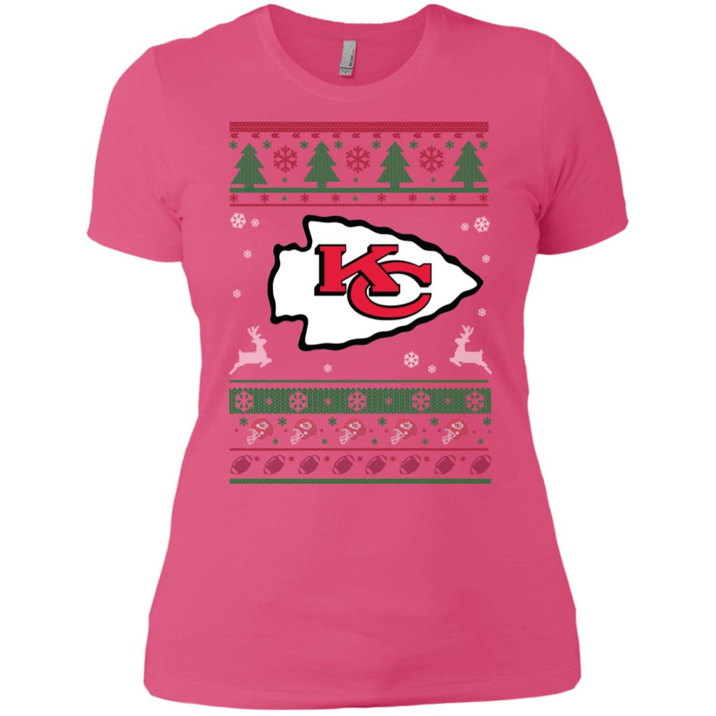 Kansas City Chiefs Logo Football Teams Ugly Christmas Sweater Women T-Shirt