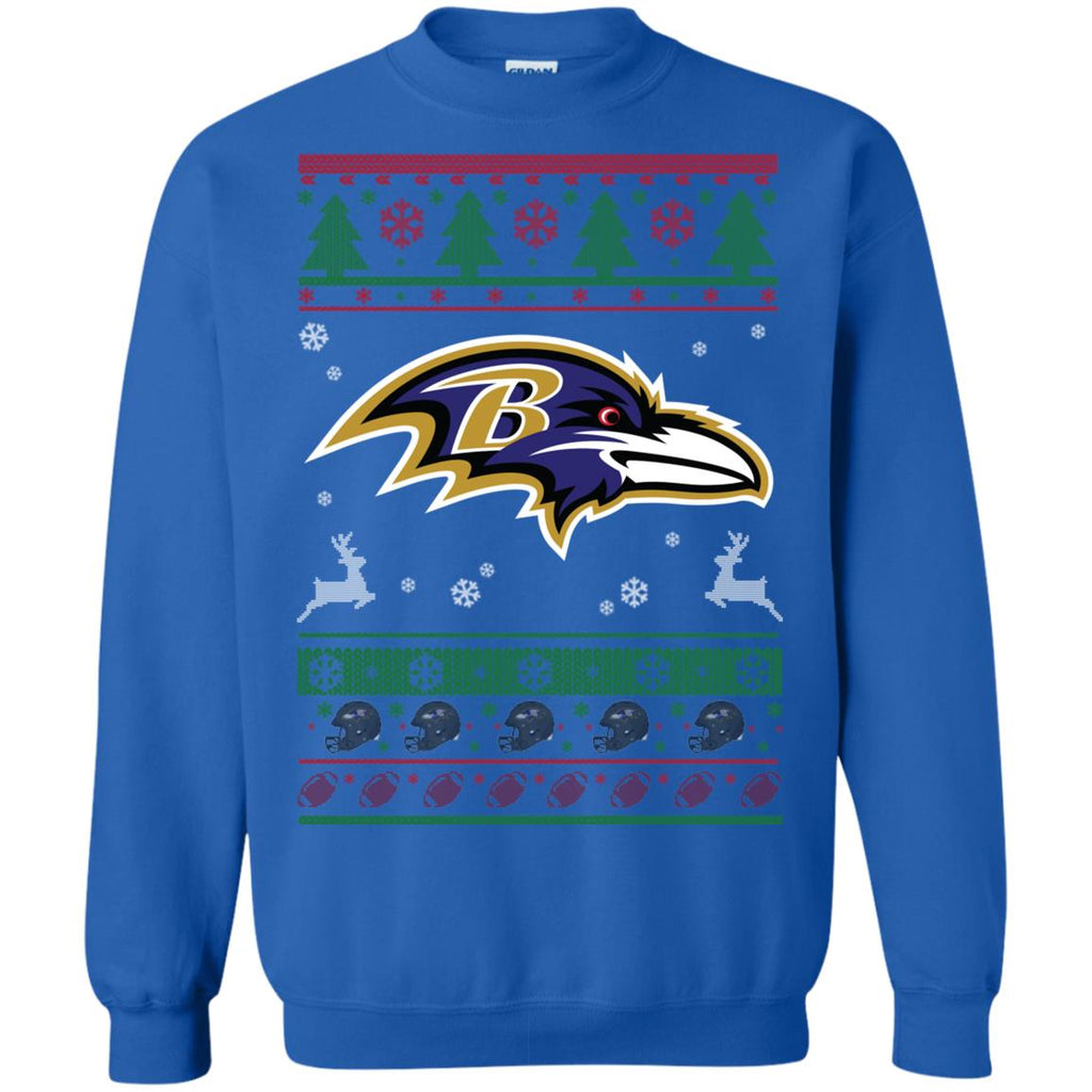 Baltimore Ravens Logo Football Teams Ugly Christmas Sweater Unisex Crewneck Pullover Sweatshirt