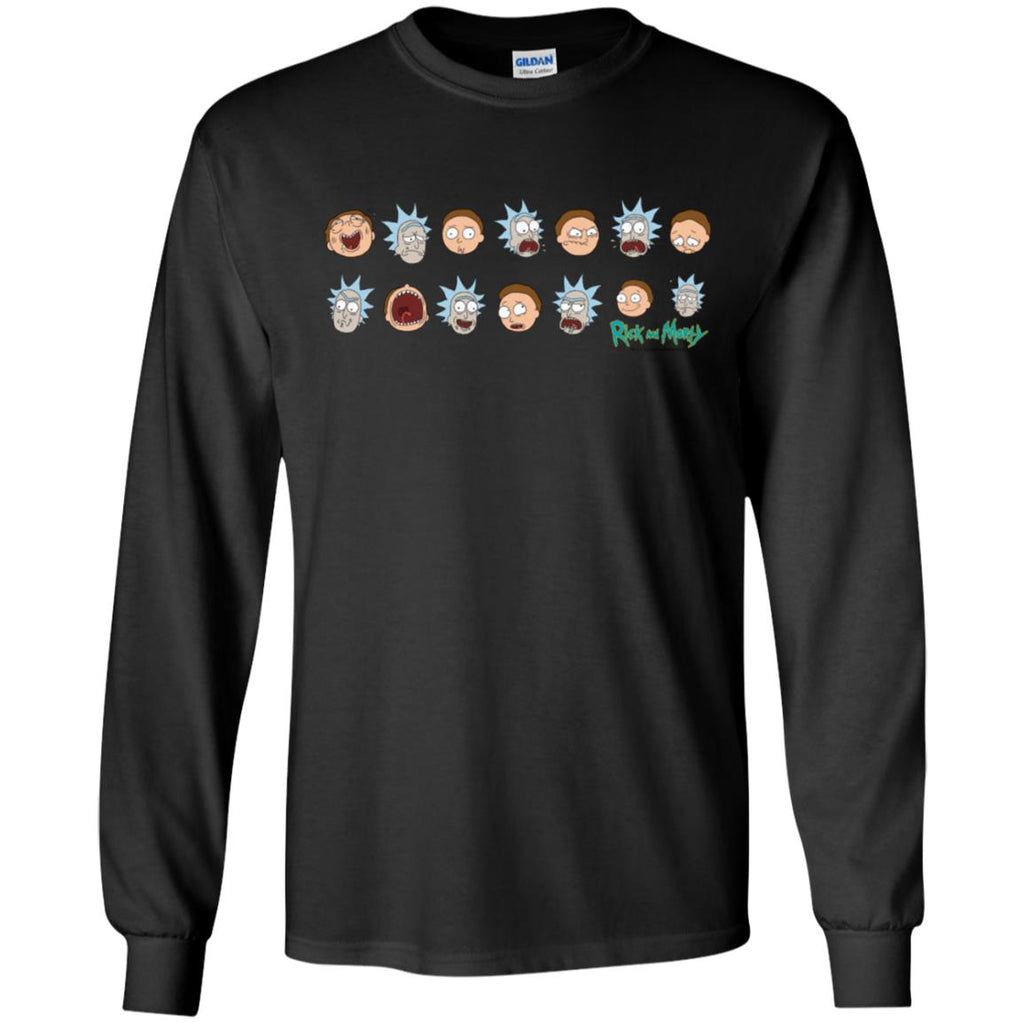 Rick And Morty Expressions Men Long SLeeve Shirt