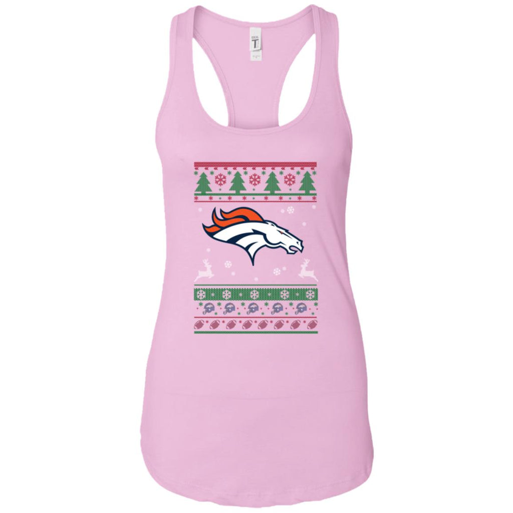 Denver Broncos Logo Football Teams Ugly Christmas Sweater Women Tank