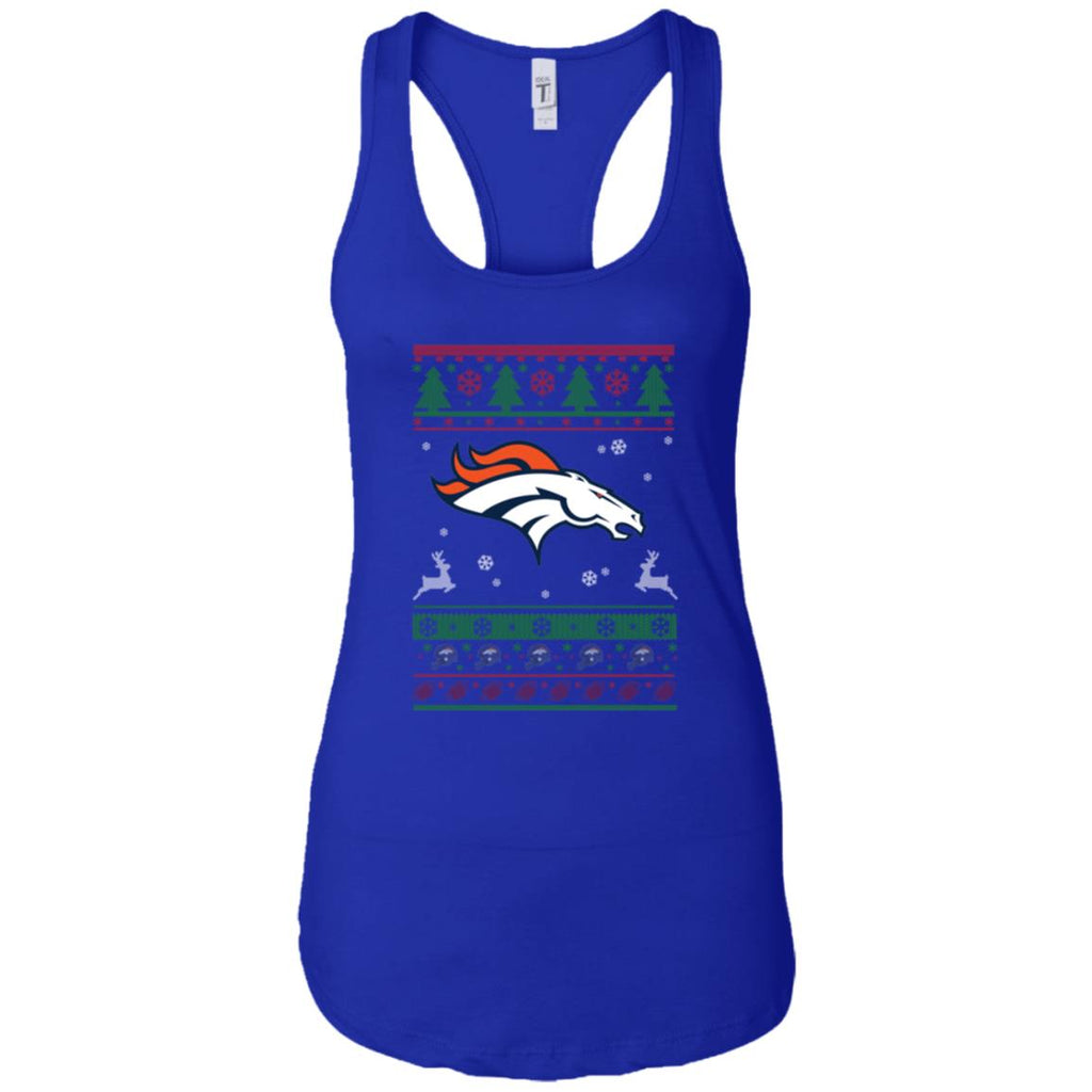 Denver Broncos Logo Football Teams Ugly Christmas Sweater Women Tank