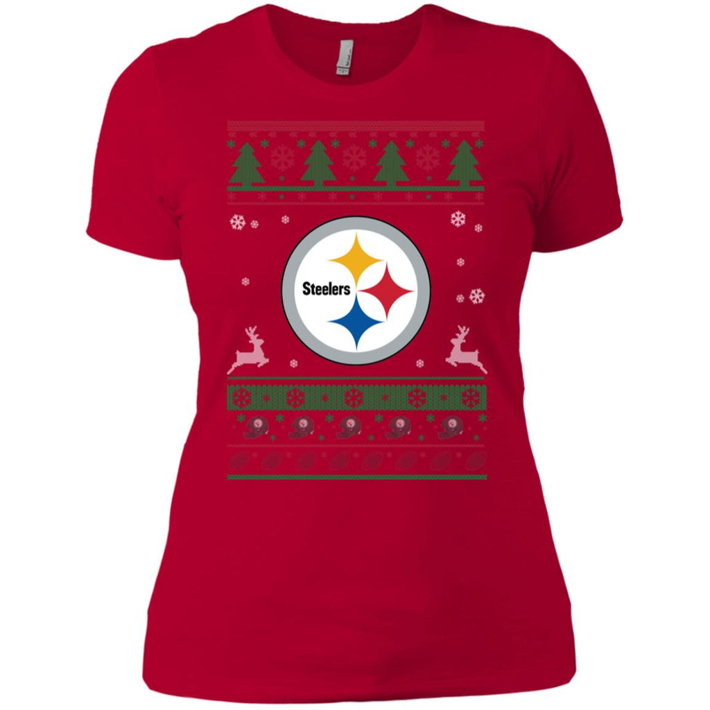 Pittsburgh Steelers Logo Football Teams Ugly Christmas Sweater Women T-Shirt
