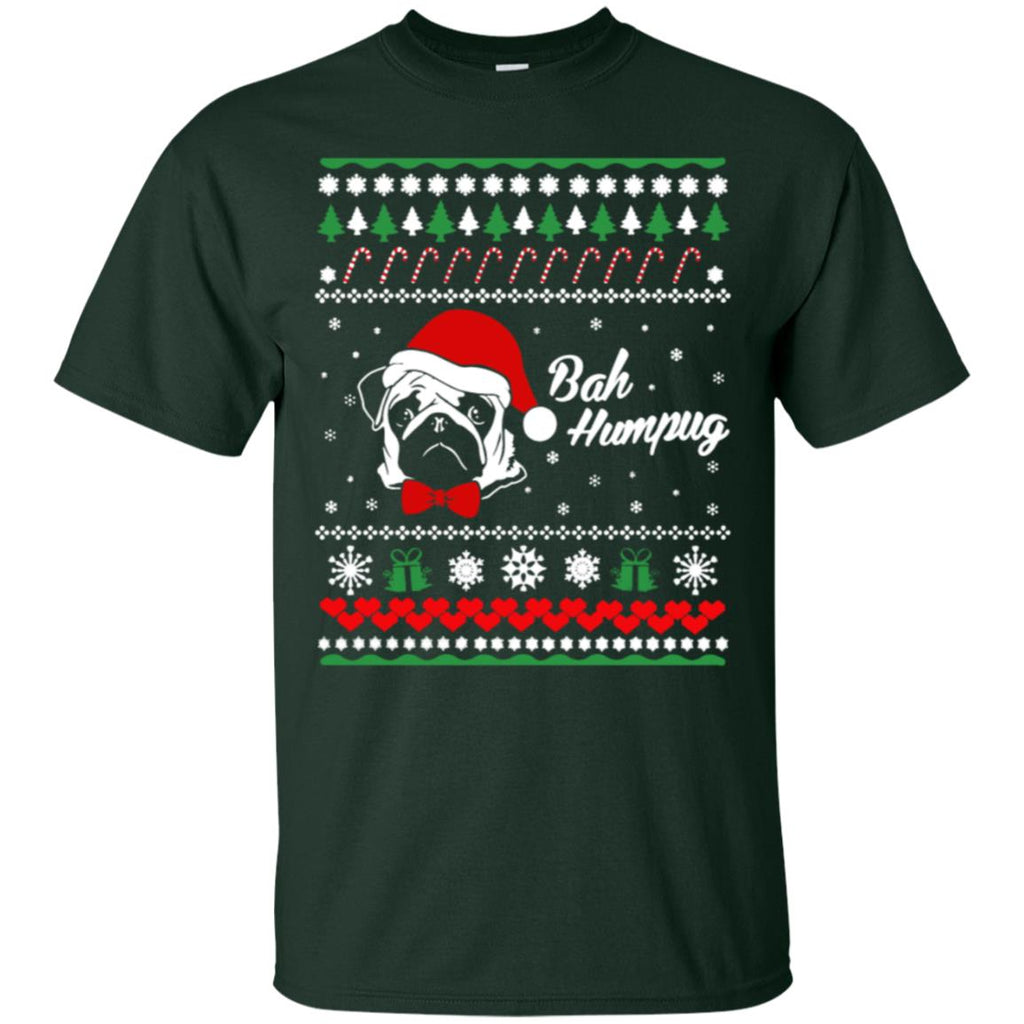 Bah Hum Pug Dog Christmas Men T-Shirt