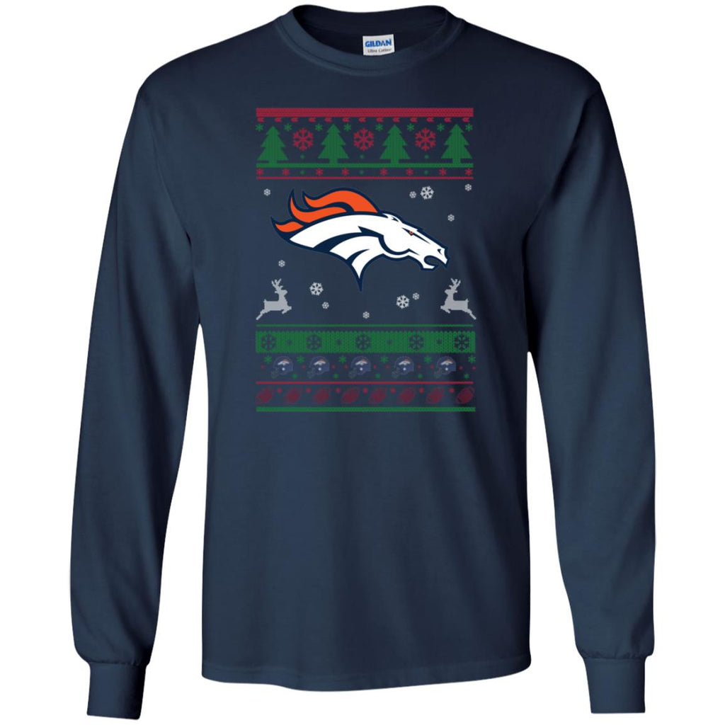 Denver Broncos Logo Football Teams Ugly Christmas Sweater Men Long SLeeve Shirt