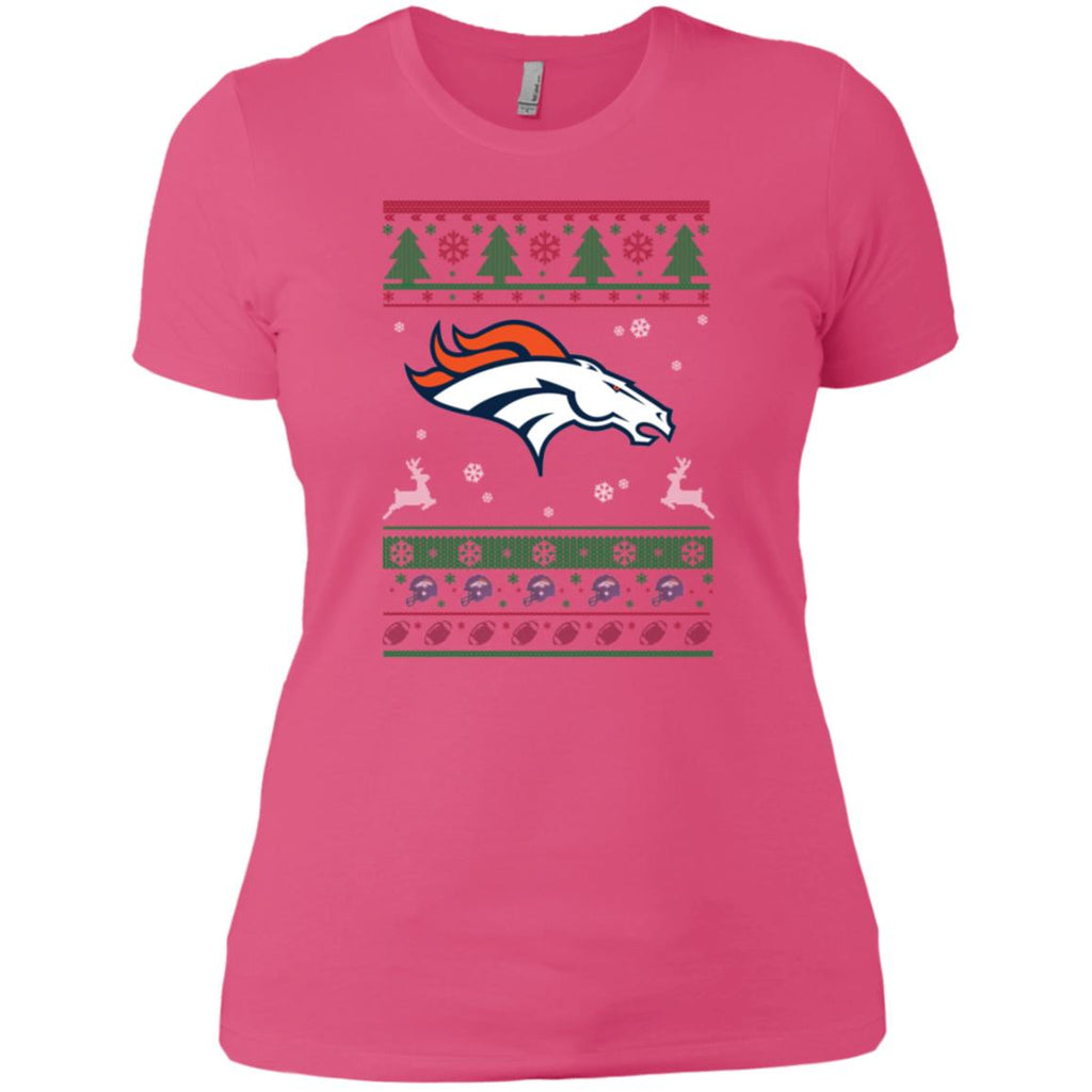 Denver Broncos Logo Football Teams Ugly Christmas Sweater Women T-Shirt